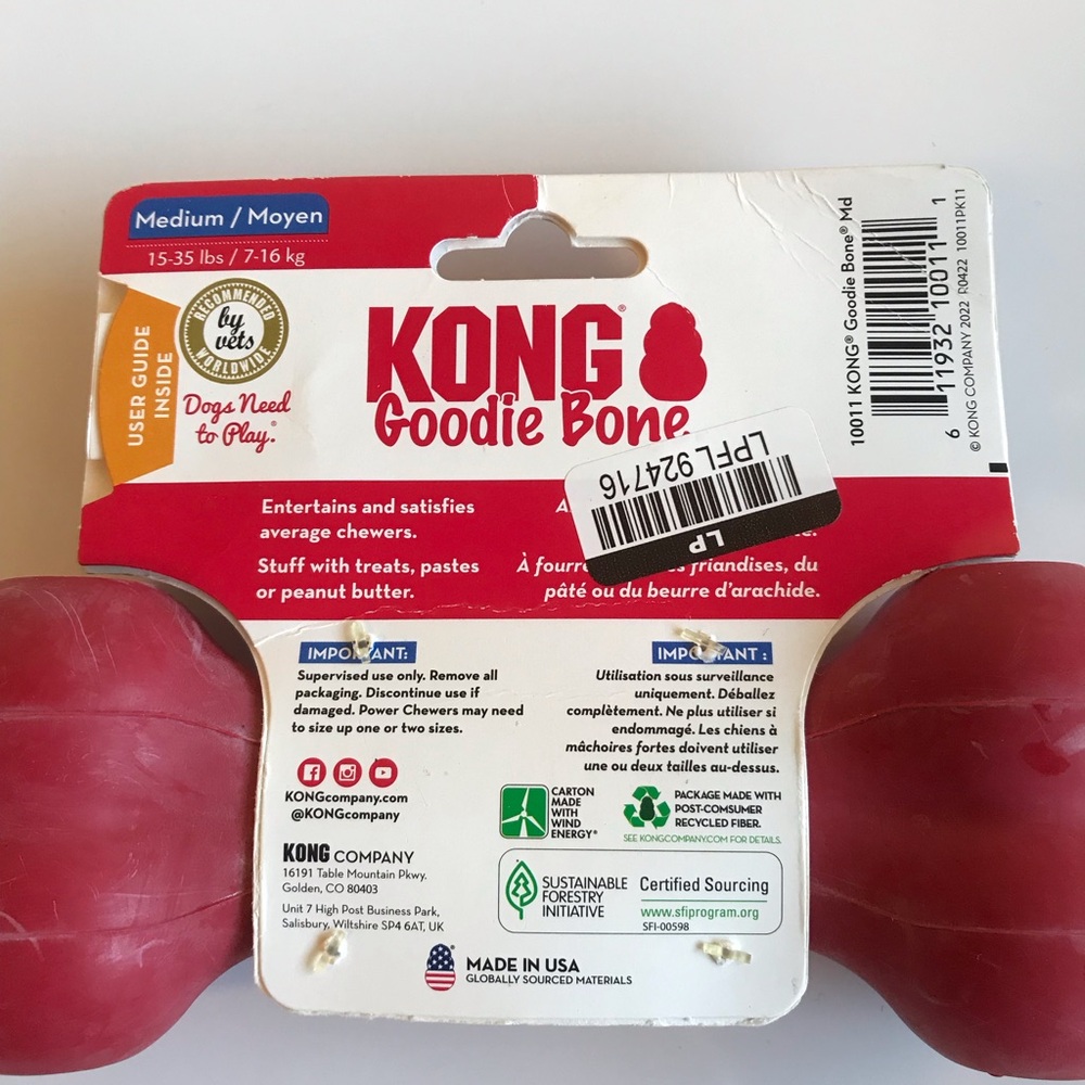 Kong Medium Goodie Bone + Crinkle Squeaker No Stuffing Octopus + Rope Dog Toy - Picture 9 of 9